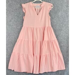 Petal and Pup Dilara Dress Womens 4 Pink Tiered Ruffle Midi Romantic Cottage